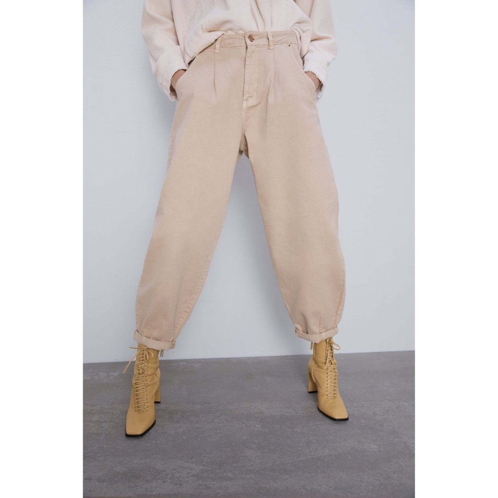 NWT ZARA 0 Slouchy Baggy Balloon Jeans High Rise